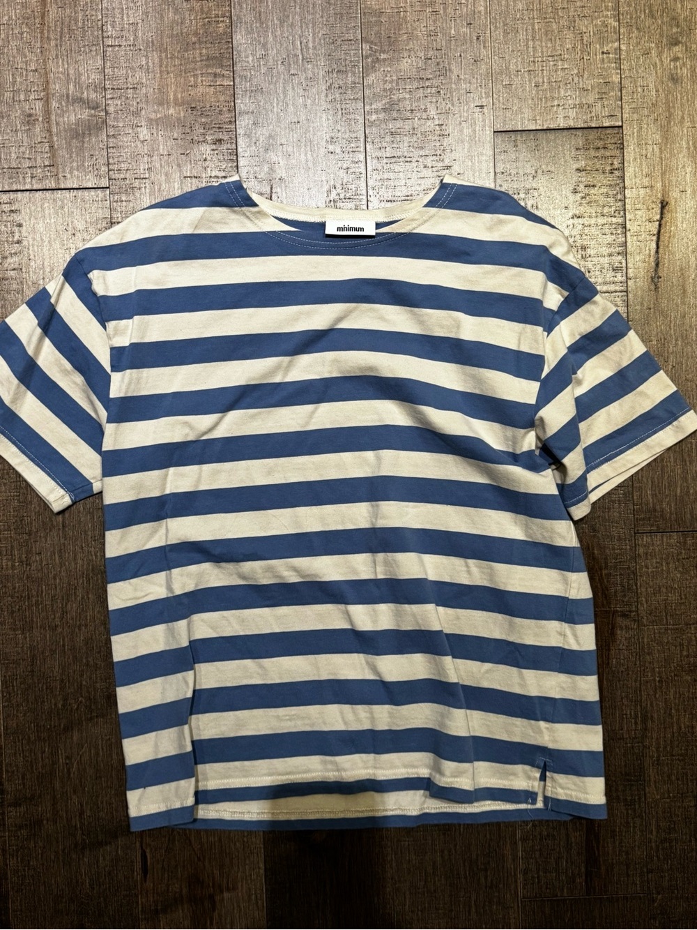 Mimimim Blue & Cream Horizontal Stripe Short Sleeve Tee